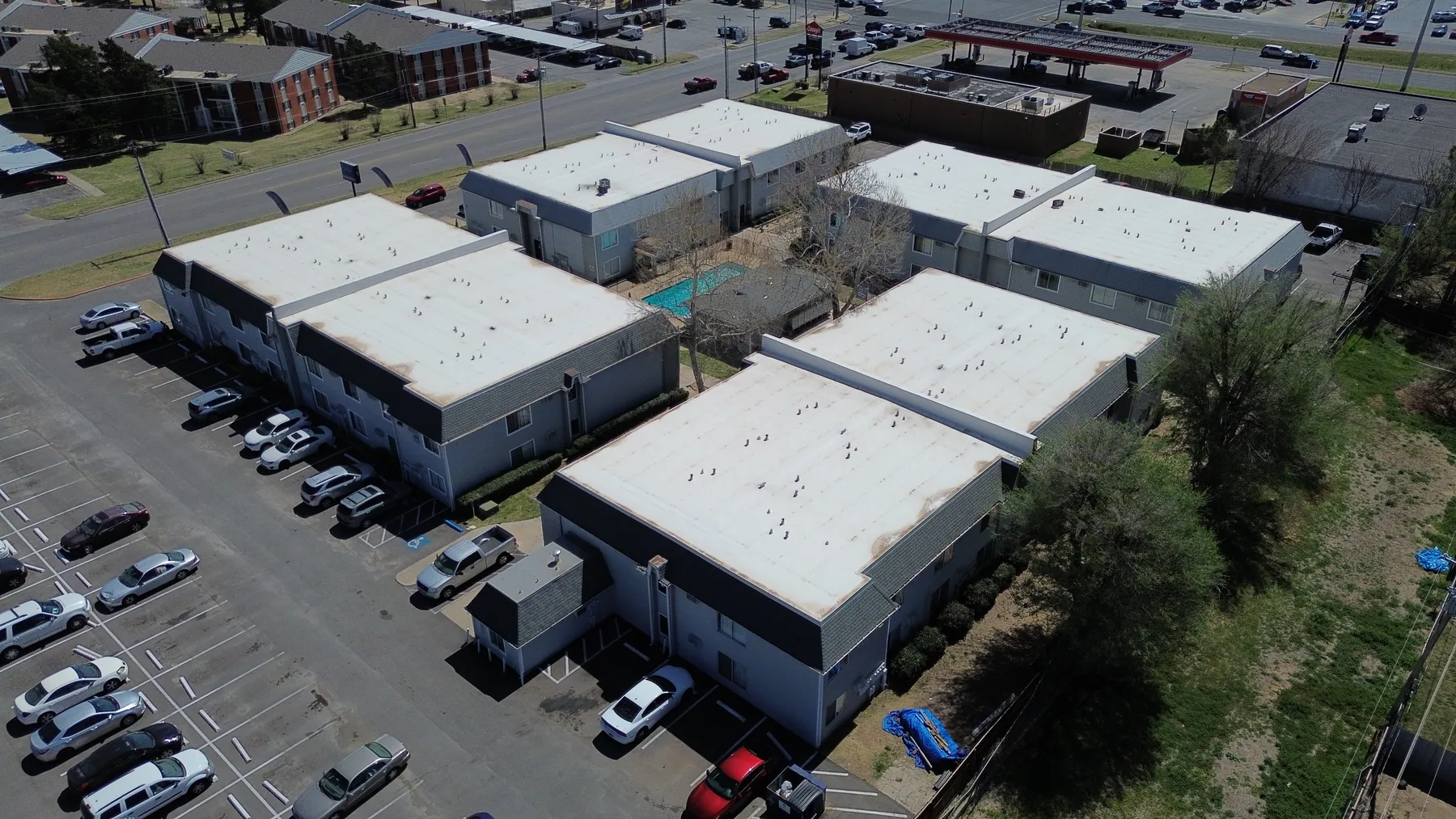 Aerial view of a multi-building commercial property